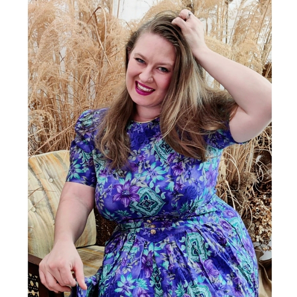 💥BLACK FRIDAY BOGO FREE EVERYTHING💥 XL Vintage Cottagecore Floral Midi Dress - Picture 3 of 10